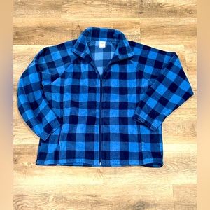 Blair Men’s Black & Blue Plaid Fleece Zipper Jacket Super Soft Size Large NWOT